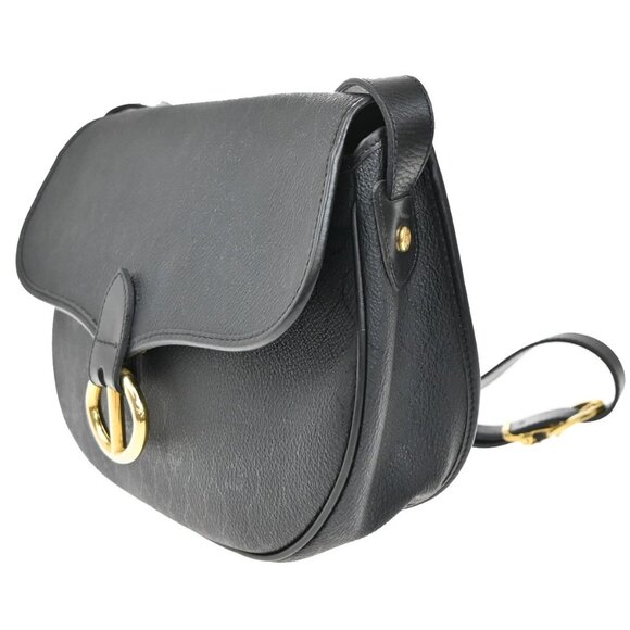 CHRISTIAN DIOR Logo Honeycomb Shoulder Bag PVC Leather Black GHW France 38YH770 - Picture 2 of 14